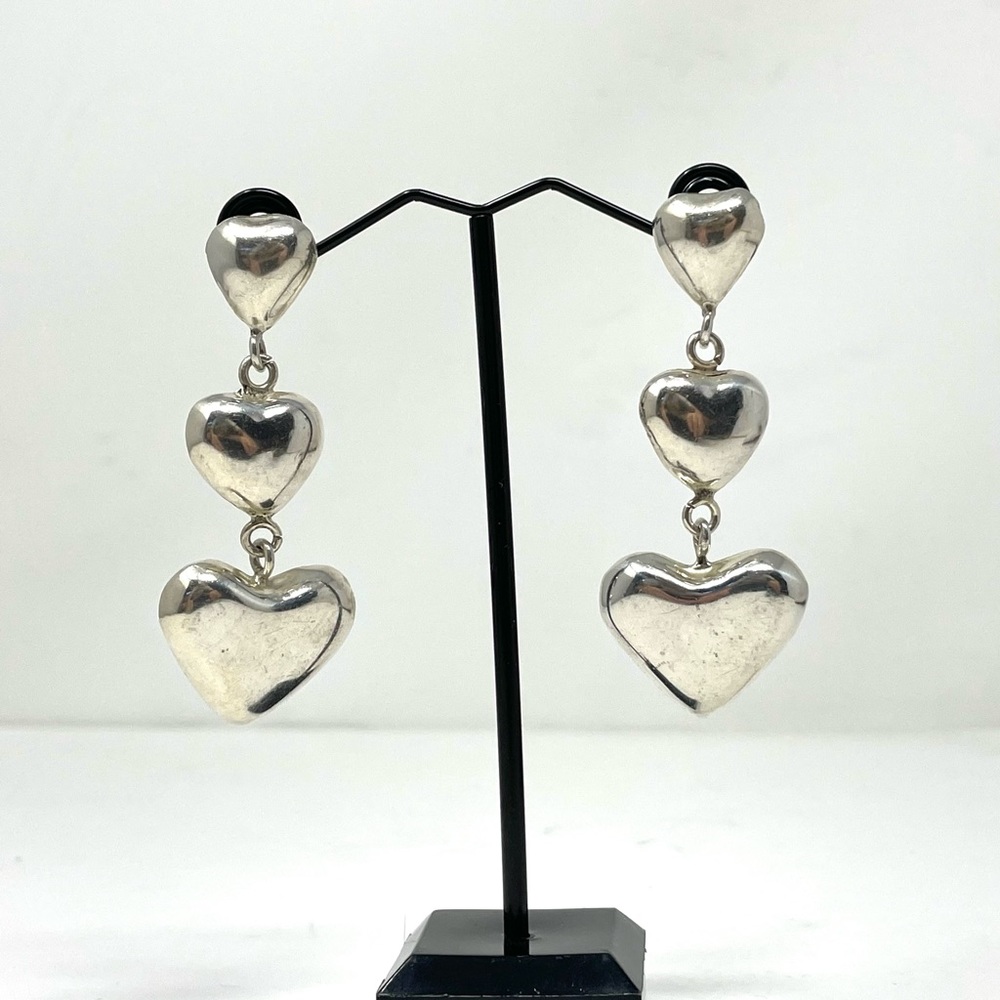 TAXCO sterling silver dangle heart earrings